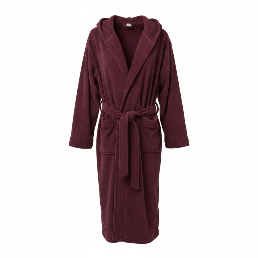 St. John's Bay Men's Burgundy Hooded Robe One Size Tie Closure